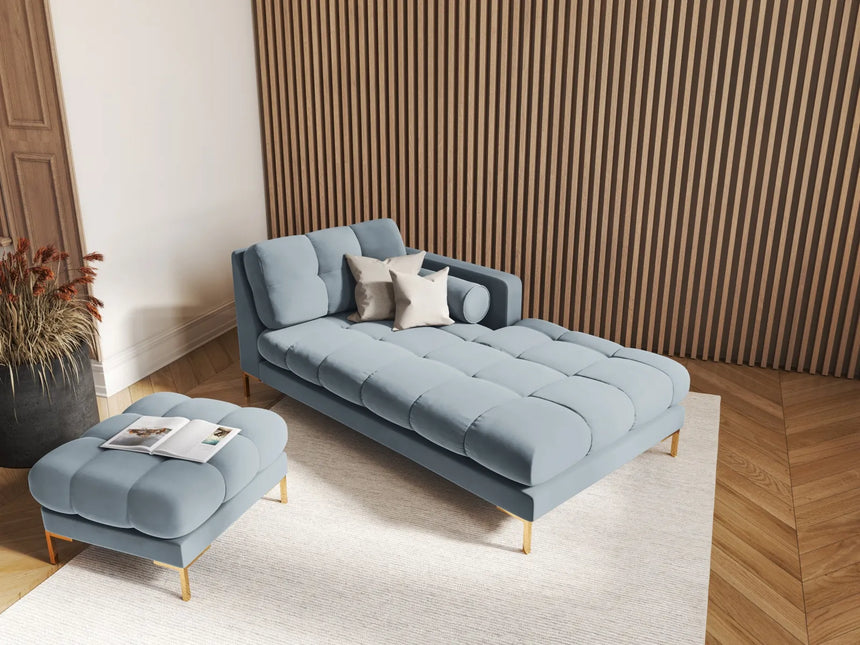 Bali Pouf aus Samt in Hellblau (Bluvel 06), 60x60x41 cm von Cosmopolitan Design – Bild 2