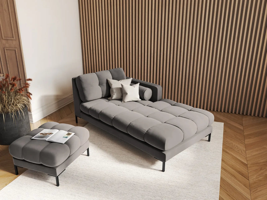 Bali Pouf aus Samt in Hellgrau (Bluvel 13), 60x60x41 cm von Cosmopolitan Design – Bild 2