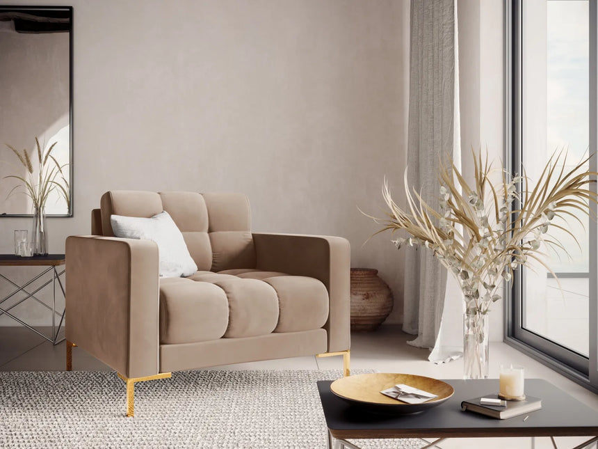 Bali Sessel aus Samt in Beige (Bluvel 28), 87x96x75 cm von Cosmopolitan Design – Bild 2