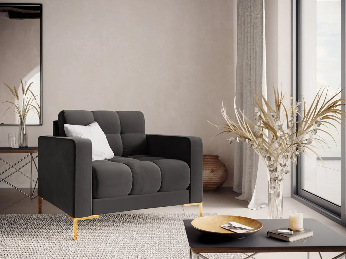 Bali Sessel aus Samt in Dunkelgrau (Bluvel 18), 87x96x75 cm von Cosmopolitan Design – Bild 2