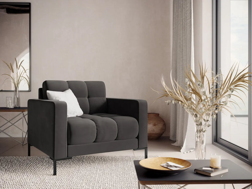 Bali Sessel aus Samt in Dunkelgrau (Bluvel 18), 87x96x75 cm von Cosmopolitan Design – Bild 2