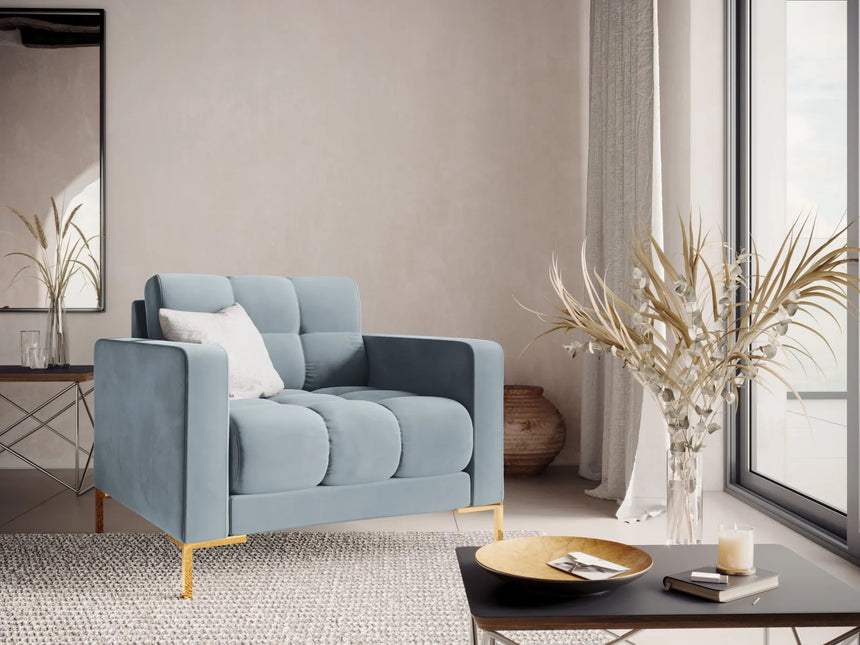 Bali Sessel aus Samt in Hellblau (Bluvel 06), 87x96x75 cm von Cosmopolitan Design – Bild 2