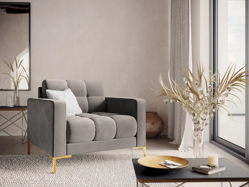 Bali Sessel aus Samt in Hellgrau (Bluvel 13), 87x96x75 cm von Cosmopolitan Design – Bild 2