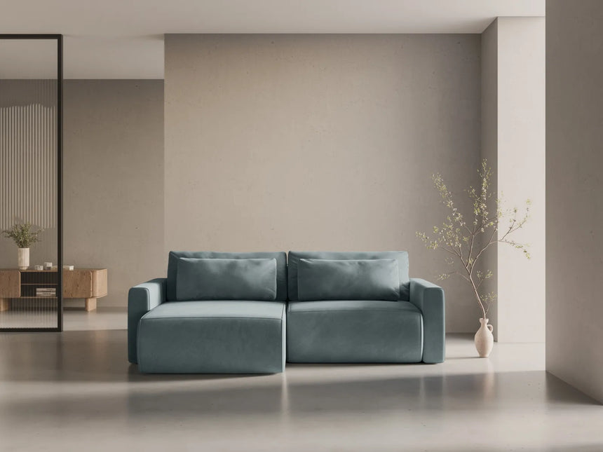 Belfast 3-Sitzer Ecksofa mit Schlaffunktion, ausklappbar, aus Samt in Blaugrau (Magic Velvet 2224), 240x149 cm von Cosmopolitan Design – Bild 2