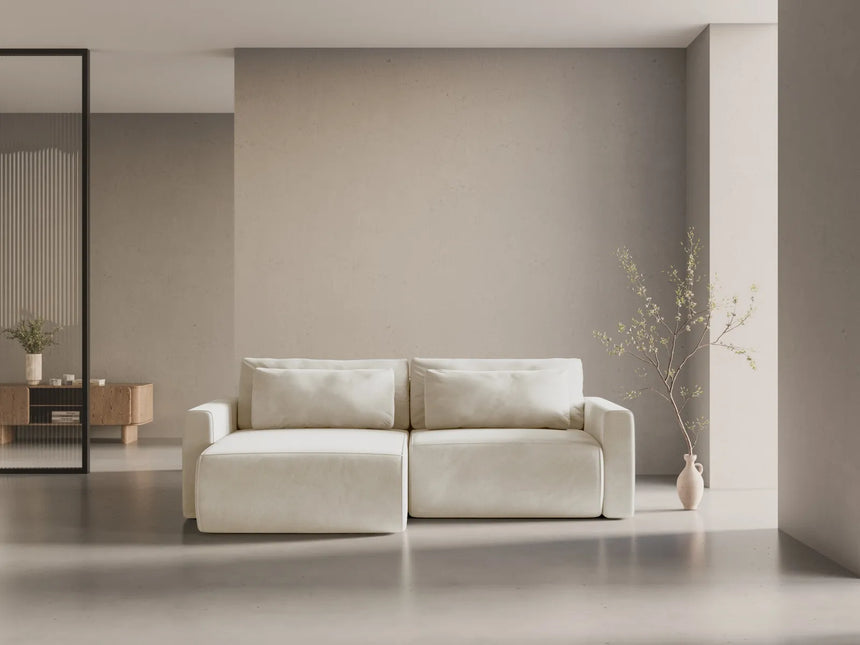 Belfast 3-Sitzer Ecksofa mit Schlaffunktion, ausklappbar, aus Samt in Elfenbein (Magic Velvet 2256), 240x149 cm von Cosmopolitan Design – Bild 2