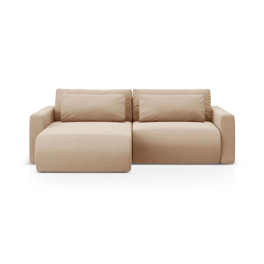 Belfast 3-Sitzer Ecksofa mit Schlaffunktion, ausklappbar, aus Samt in Mandelbeige (Magic Velvet 2282), 240x149 cm von Cosmopolitan Design – Bild 1