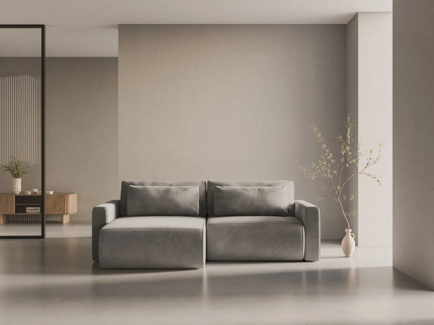Belfast 3-Sitzer Ecksofa mit Schlaffunktion, ausklappbar, aus Samt in Warmes Grau (Magic Velvet 2270), 240x149 cm von Cosmopolitan Design – Bild 2