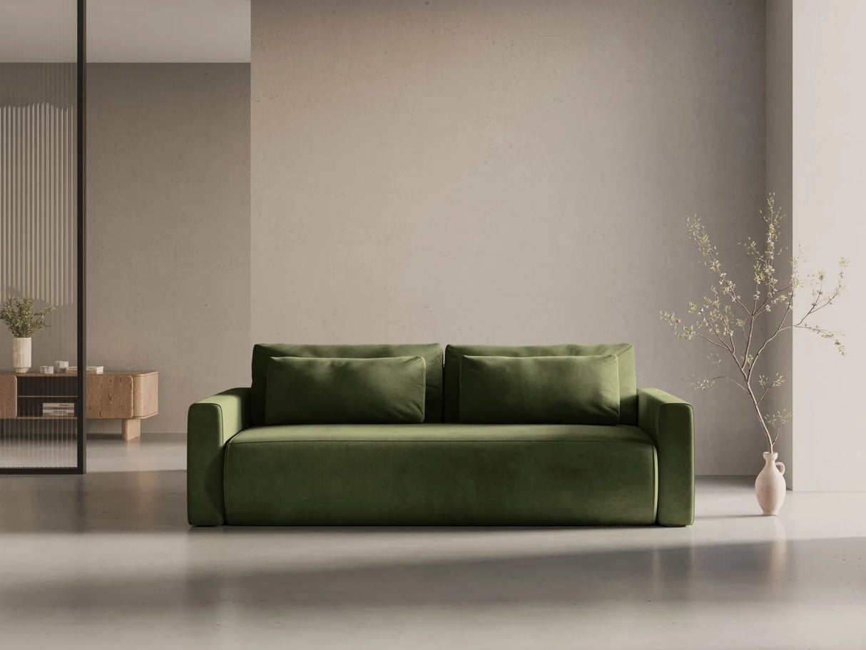 Belfast 3-Sitzer Sofa mit Schlaffunktion und Stauraum, aus Samt in Armeegrün (Magic Velvet 2295), 238x105x84 cm von Cosmopolitan Design – Bild 2