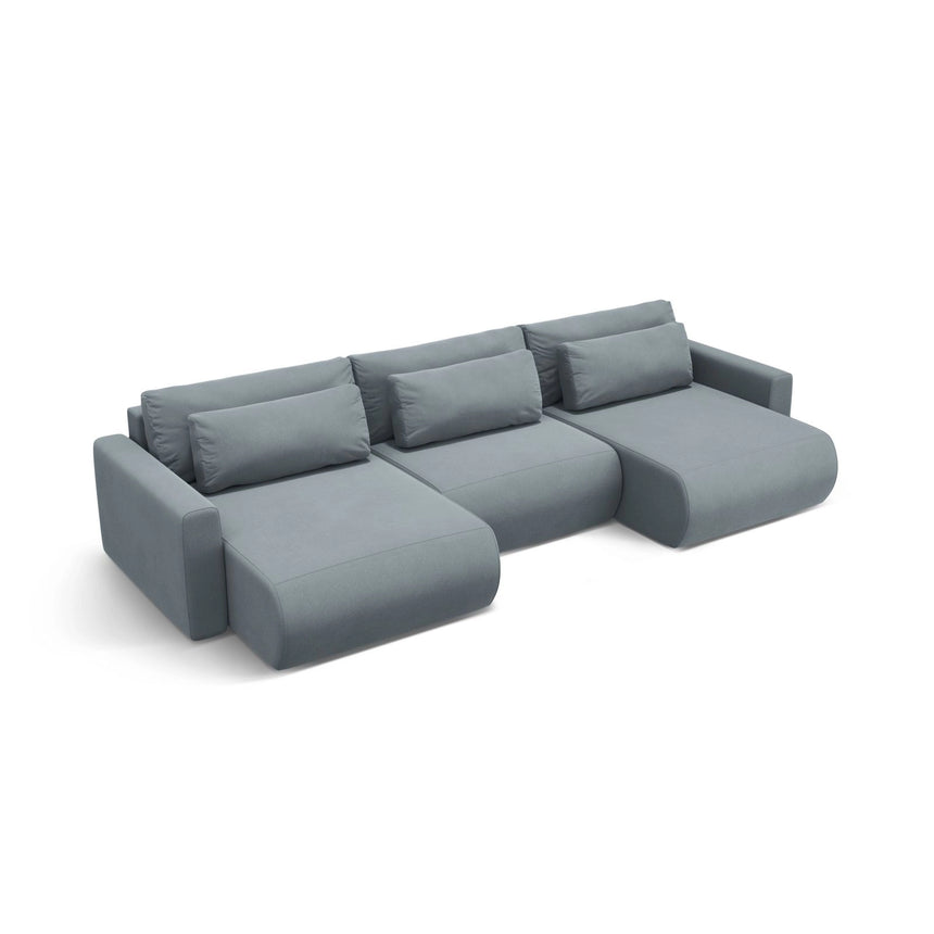 Belfast 4-Sitzer Panoramasofa mit Schlaffunktion, ausklappbar, aus Samt in Blaugrau (Magic Velvet 2224), 340x149 cm von Cosmopolitan Design – Bild 5