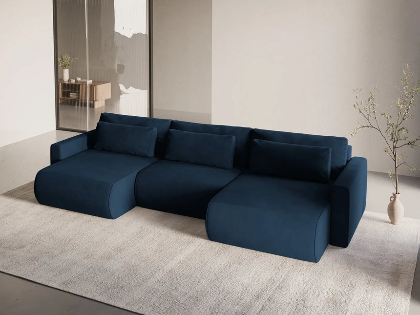 Belfast 4-Sitzer Panoramasofa mit Schlaffunktion, ausklappbar, aus Samt in Königsblau (Magic Velvet 2204), 340x149 cm von Cosmopolitan Design – Bild 2