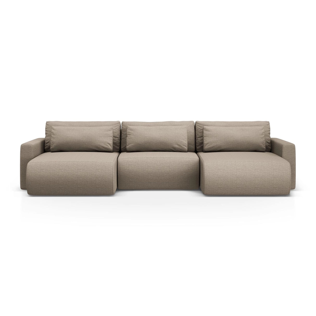 Belfast 4-Sitzer Panoramasofa mit Schlaffunktion, ausklappbar, aus Strukturierter Stoff in Dunkelbeige (Heritage Truffle), 340x149 cm von Cosmopolitan Design – Bild 1