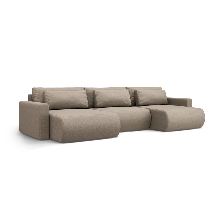 Belfast 4-Sitzer Panoramasofa mit Schlaffunktion, ausklappbar, aus Strukturierter Stoff in Dunkelbeige (Heritage Truffle), 340x149 cm von Cosmopolitan Design – Bild 3