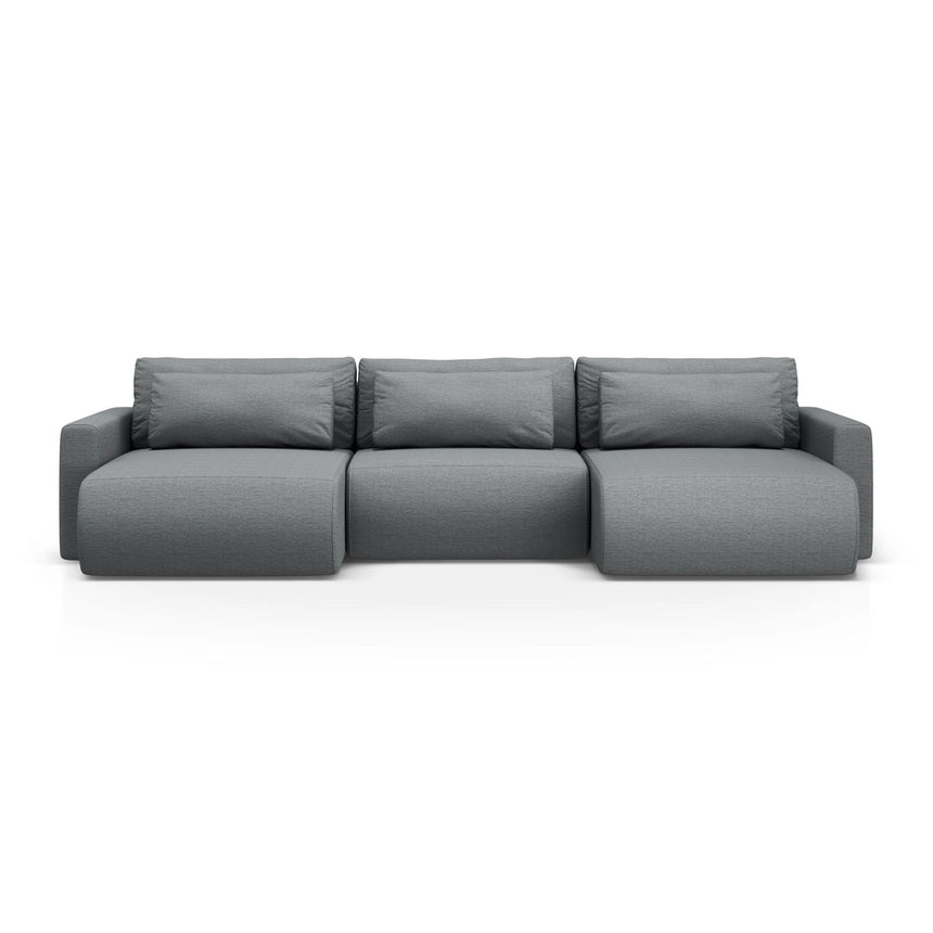 Belfast 4-Sitzer Panoramasofa mit Schlaffunktion, ausklappbar, aus Strukturierter Stoff in Grau (Heritage Ash), 340x149 cm von Cosmopolitan Design – Bild 1