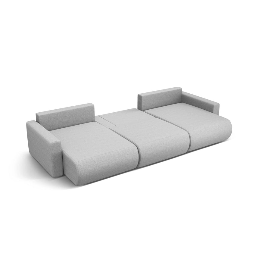 Belfast 4-Sitzer Panoramasofa mit Schlaffunktion, ausklappbar, aus Strukturierter Stoff in Hellgrau (Heritage Cement), 340x149 cm von Cosmopolitan Design – Bild 5