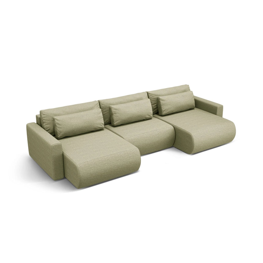 Belfast 4-Sitzer Panoramasofa mit Schlaffunktion, ausklappbar, aus Strukturierter Stoff in Olive (Heritage Avocat), 340x149 cm von Cosmopolitan Design – Bild 4