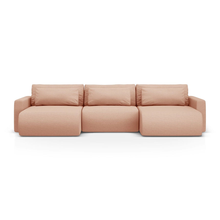 Belfast 4-Sitzer Panoramasofa mit Schlaffunktion, ausklappbar, aus Strukturierter Stoff in Peach (Heritage Orange), 340x149 cm von Cosmopolitan Design – Bild 1