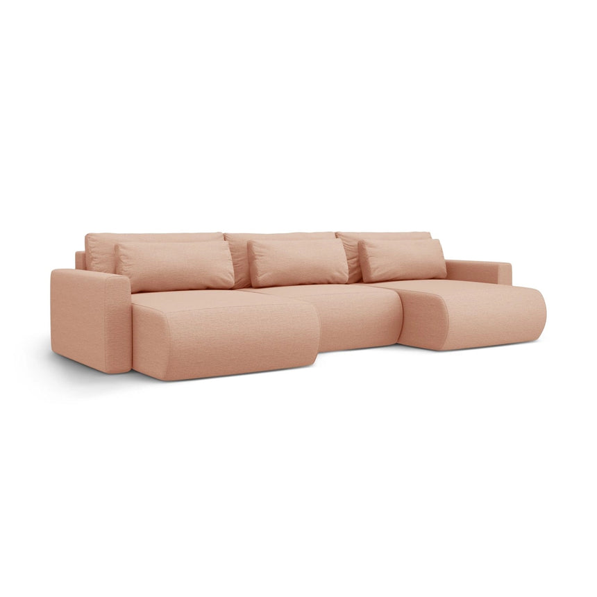 Belfast 4-Sitzer Panoramasofa mit Schlaffunktion, ausklappbar, aus Strukturierter Stoff in Peach (Heritage Orange), 340x149 cm von Cosmopolitan Design – Bild 3