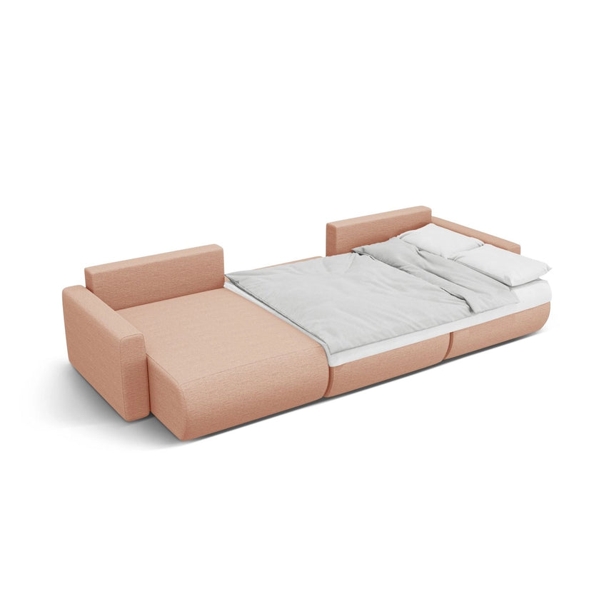 Belfast 4-Sitzer Panoramasofa mit Schlaffunktion, ausklappbar, aus Strukturierter Stoff in Peach (Heritage Orange), 340x149 cm von Cosmopolitan Design – Bild 6