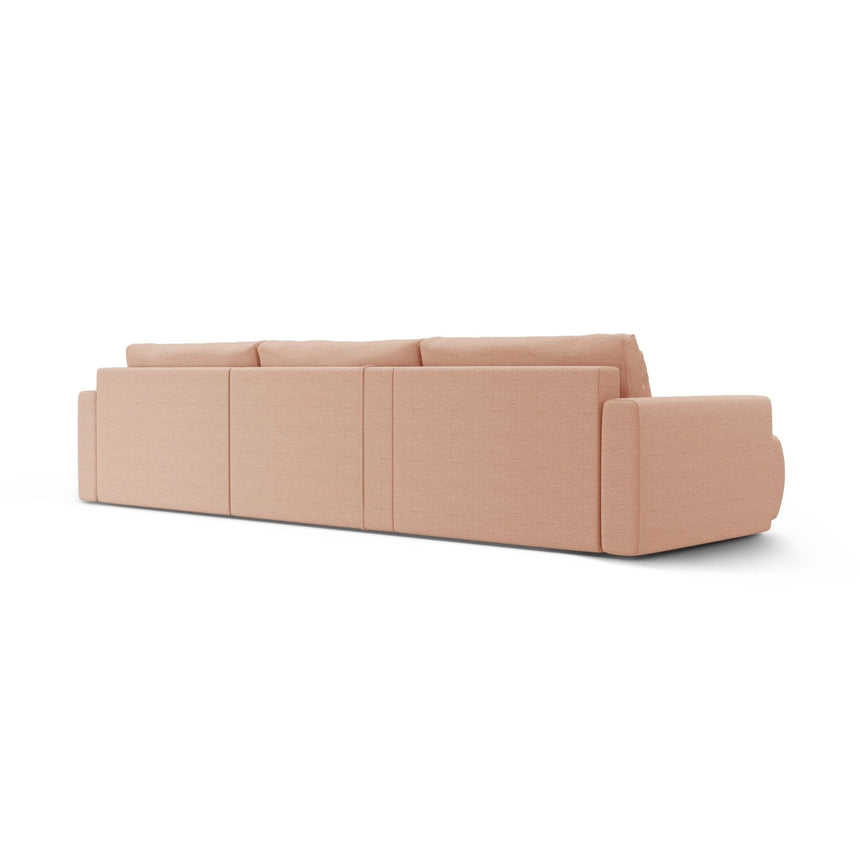 Belfast 4-Sitzer Panoramasofa mit Schlaffunktion, ausklappbar, aus Strukturierter Stoff in Peach (Heritage Orange), 340x149 cm von Cosmopolitan Design – Bild 7