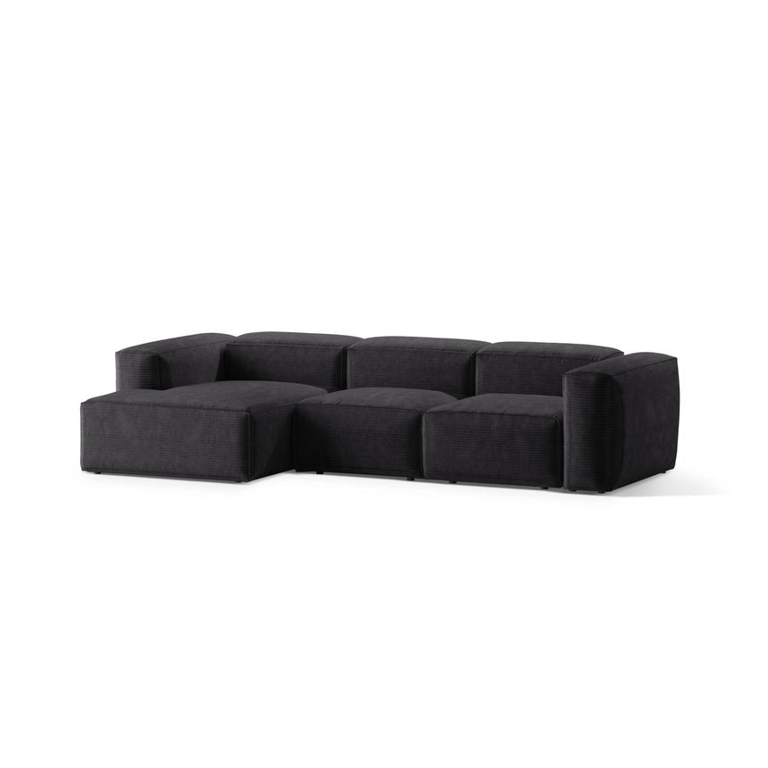 Bergamo 3-Sitzer Ecksofa, Linke Seite, aus Cord in Grau (Perla 35), 304x152x70 cm von Cosmopolitan Design – Bild 4