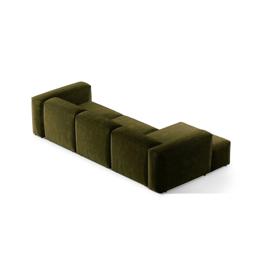 Bergamo 3-Sitzer Ecksofa, Linke Seite, aus Cord in Grün (Perla 60), 304x152x70 cm von Cosmopolitan Design – Bild 5