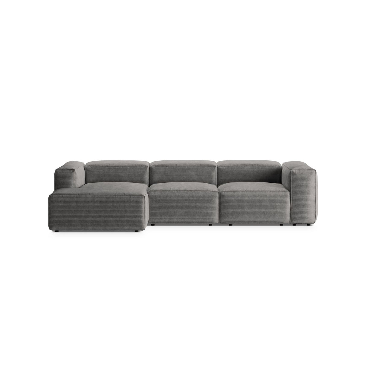 Bergamo 3-Sitzer Ecksofa, Linke Seite, aus Cord in Hellgrau (Perla 30), 304x152x70 cm von Cosmopolitan Design – Bild 1