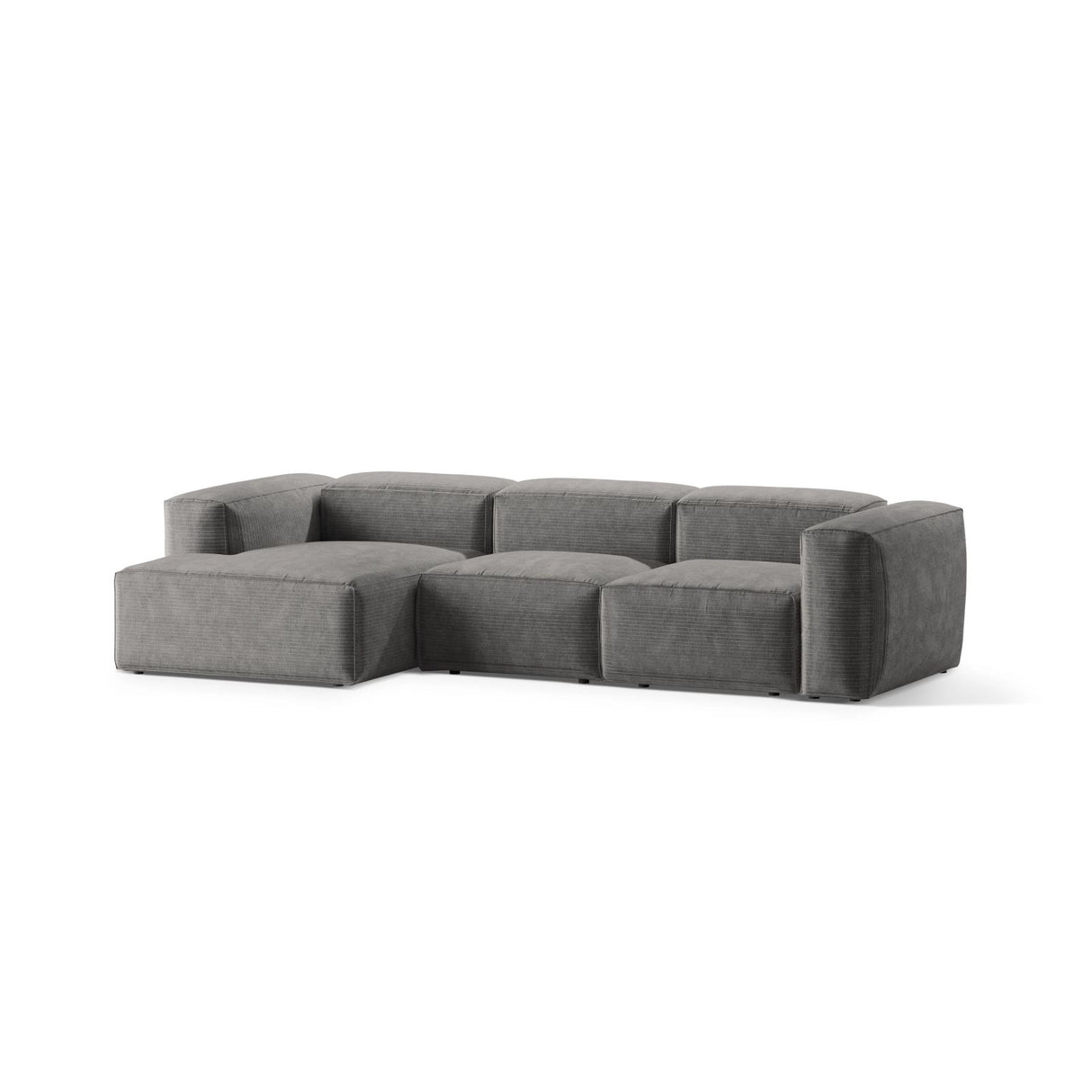 Bergamo 3-Sitzer Ecksofa, Linke Seite, aus Cord in Hellgrau (Perla 30), 304x152x70 cm von Cosmopolitan Design – Bild 4