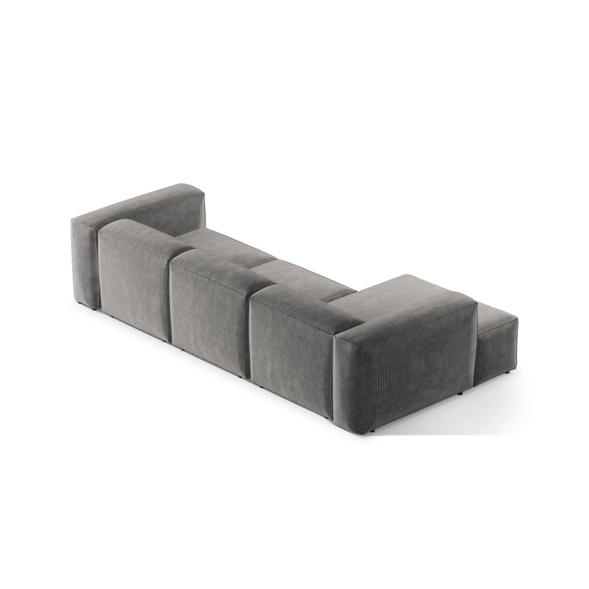 Bergamo 3-Sitzer Ecksofa, Linke Seite, aus Cord in Hellgrau (Perla 30), 304x152x70 cm von Cosmopolitan Design – Bild 5