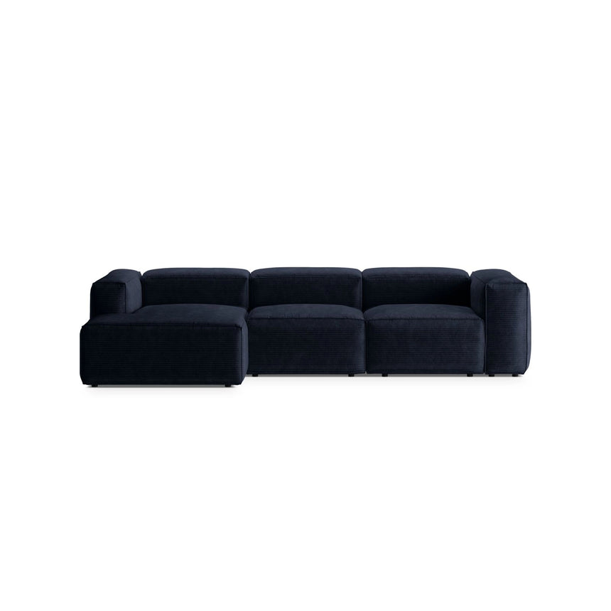 Bergamo 3-Sitzer Ecksofa, Linke Seite, aus Cord in Marineblau (Perla 40), 304x152x70 cm von Cosmopolitan Design – Bild 1