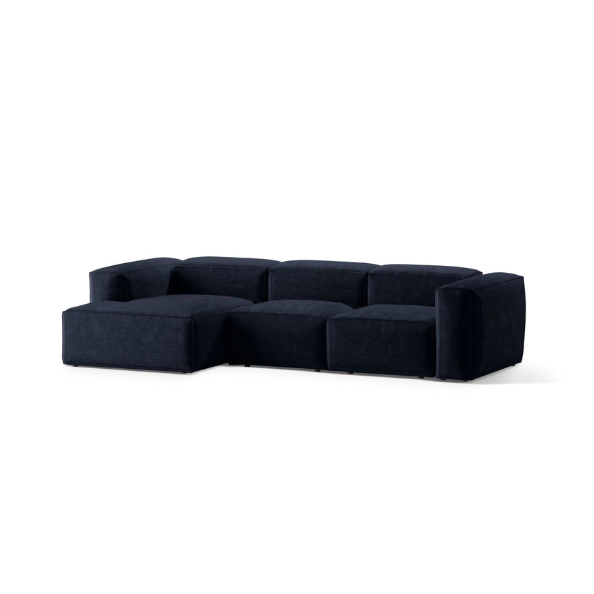 Bergamo 3-Sitzer Ecksofa, Linke Seite, aus Cord in Marineblau (Perla 40), 304x152x70 cm von Cosmopolitan Design – Bild 4