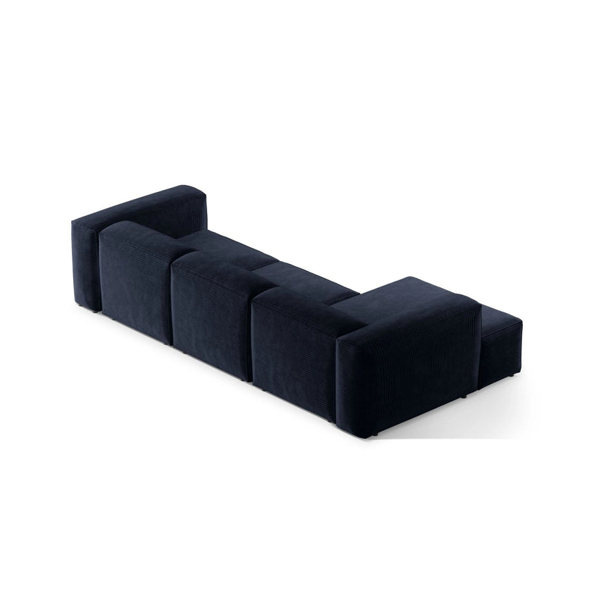 Bergamo 3-Sitzer Ecksofa, Linke Seite, aus Cord in Marineblau (Perla 40), 304x152x70 cm von Cosmopolitan Design – Bild 5