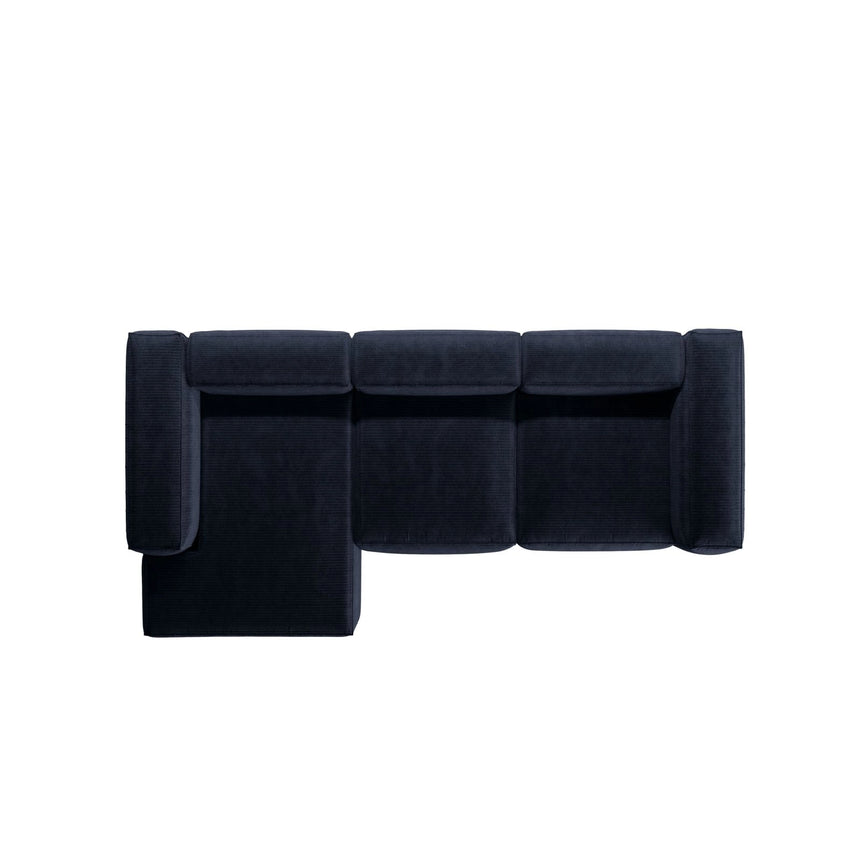 Bergamo 3-Sitzer Ecksofa, Linke Seite, aus Cord in Marineblau (Perla 40), 304x152x70 cm von Cosmopolitan Design – Bild 6