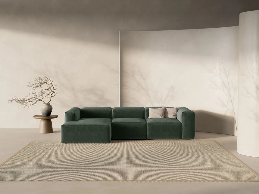Bergamo 3-Sitzer Ecksofa, Linke Seite, aus Strukturierter Stoff in Moosgrün (Liberty 12), 304x152x70 cm von Cosmopolitan Design – Bild 2