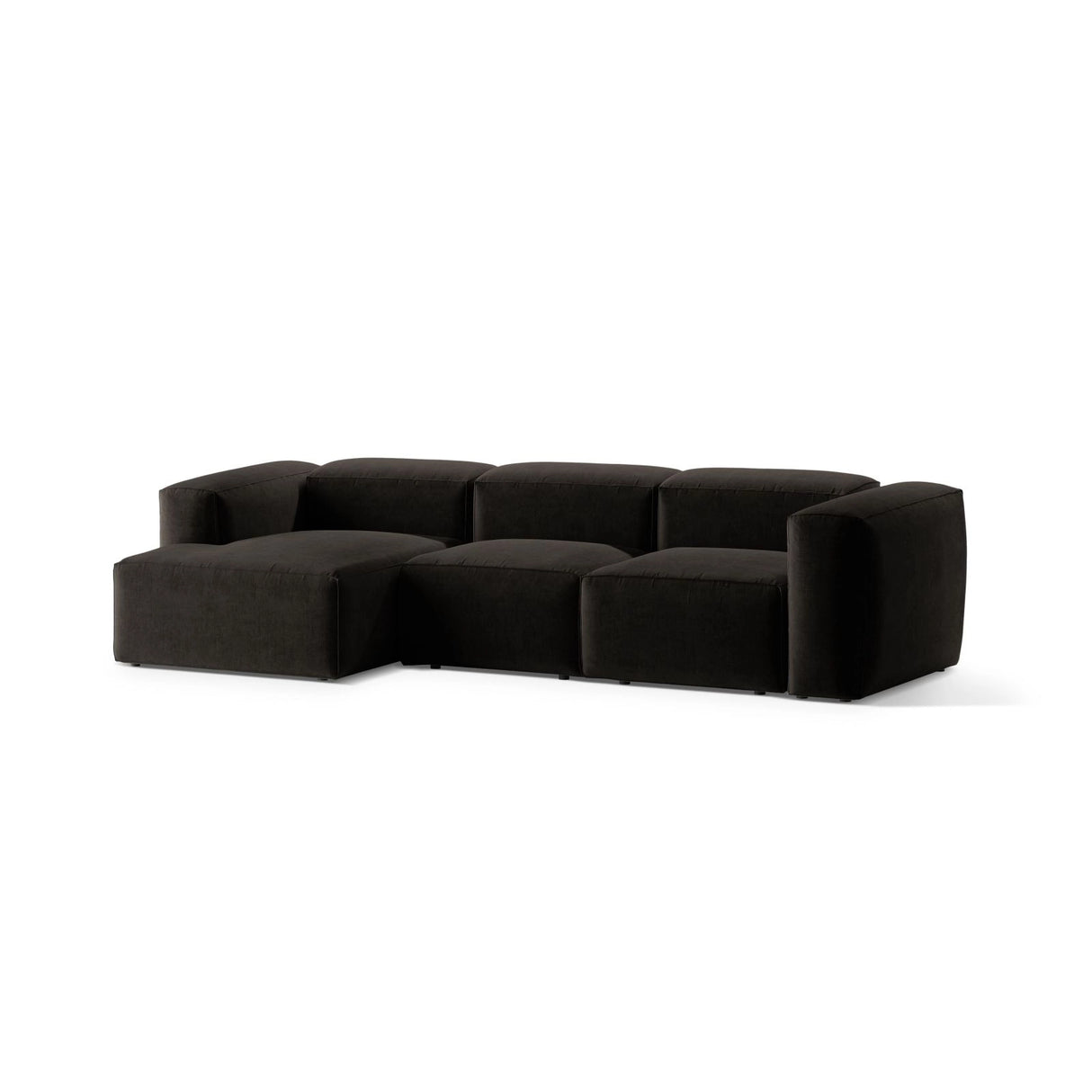 Bergamo 3-Sitzer Ecksofa, Linke Seite, aus Strukturierter Stoff in Schwarz (Liberty 22), 304x152x70 cm von Cosmopolitan Design – Bild 4