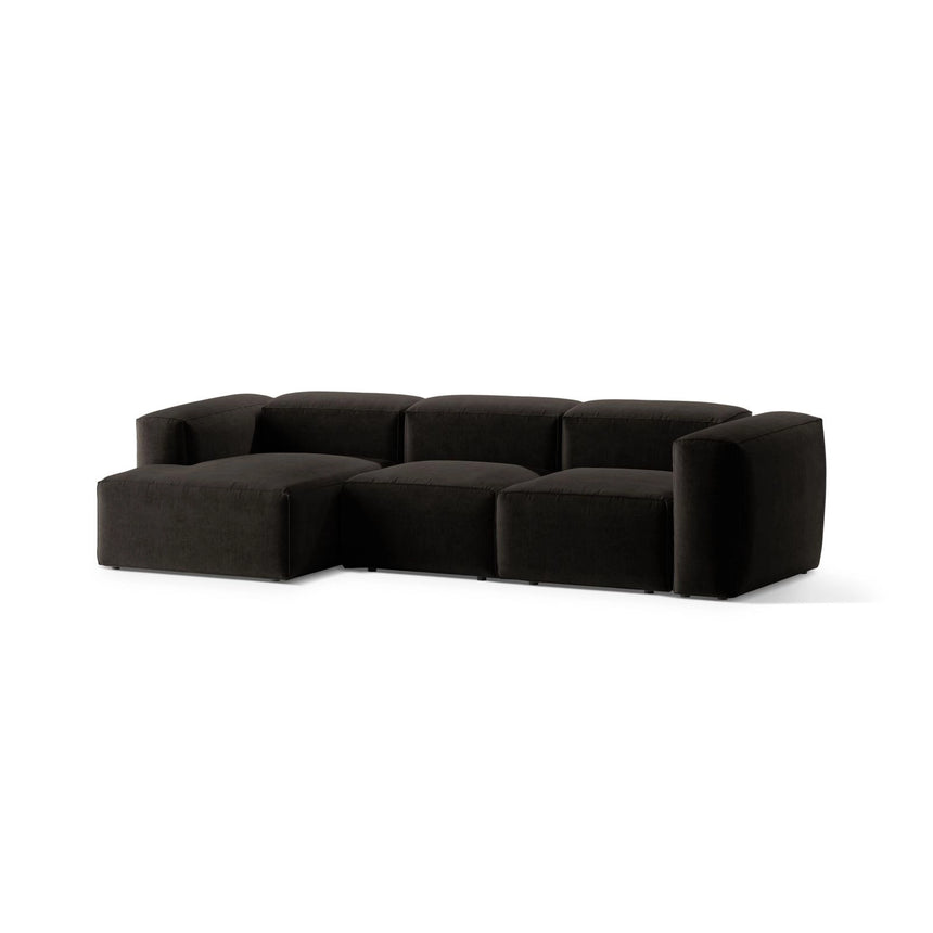 Bergamo 3-Sitzer Ecksofa, Linke Seite, aus Strukturierter Stoff in Schwarz (Liberty 22), 304x152x70 cm von Cosmopolitan Design – Bild 4