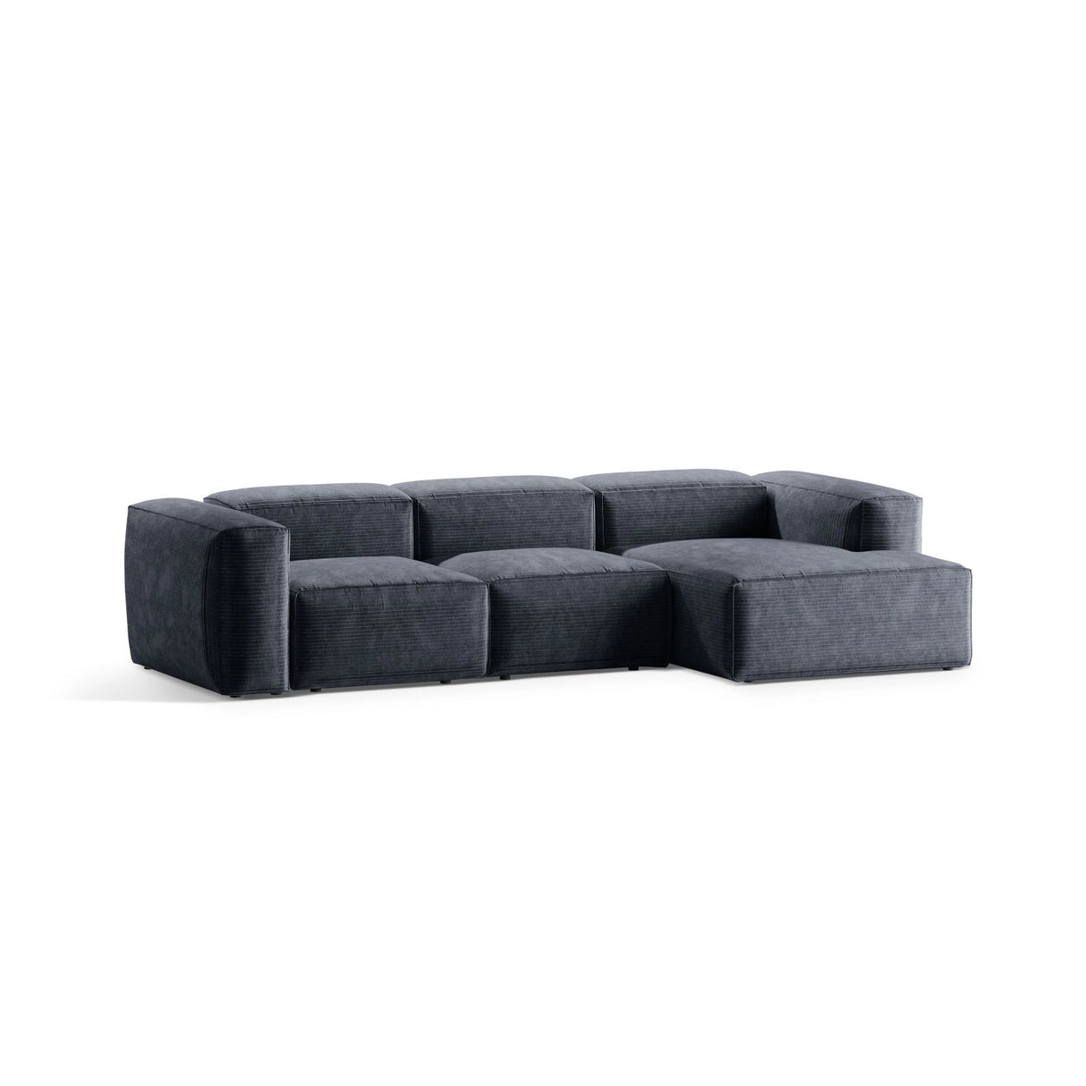 Bergamo 3-Sitzer Ecksofa, Rechte Seite, aus Cord in Gedämpftes Blau (Perla 45), 304x152x70 cm von Cosmopolitan Design – Bild 4