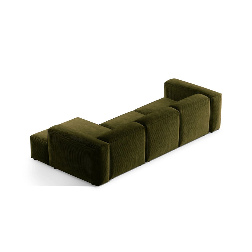 Bergamo 3-Sitzer Ecksofa, Rechte Seite, aus Cord in Grün (Perla 60), 304x152x70 cm von Cosmopolitan Design – Bild 5