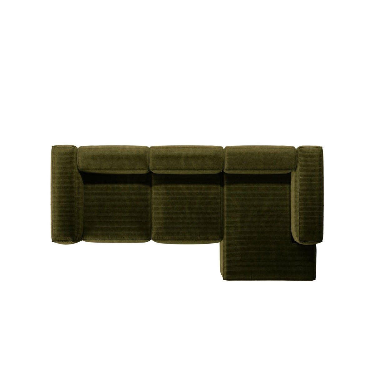 Bergamo 3-Sitzer Ecksofa, Rechte Seite, aus Cord in Grün (Perla 60), 304x152x70 cm von Cosmopolitan Design – Bild 6