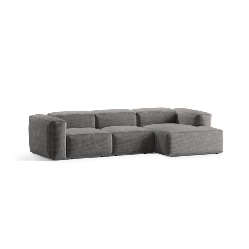 Bergamo 3-Sitzer Ecksofa, Rechte Seite, aus Cord in Hellgrau (Perla 30), 304x152x70 cm von Cosmopolitan Design – Bild 4