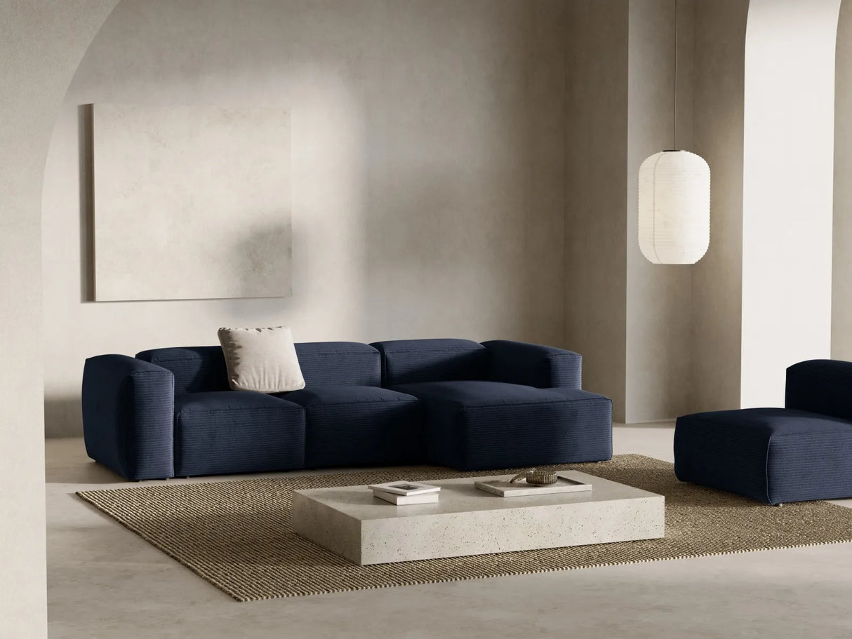 Bergamo 3-Sitzer Ecksofa, Rechte Seite, aus Cord in Marineblau (Perla 40), 304x152x70 cm von Cosmopolitan Design – Bild 2