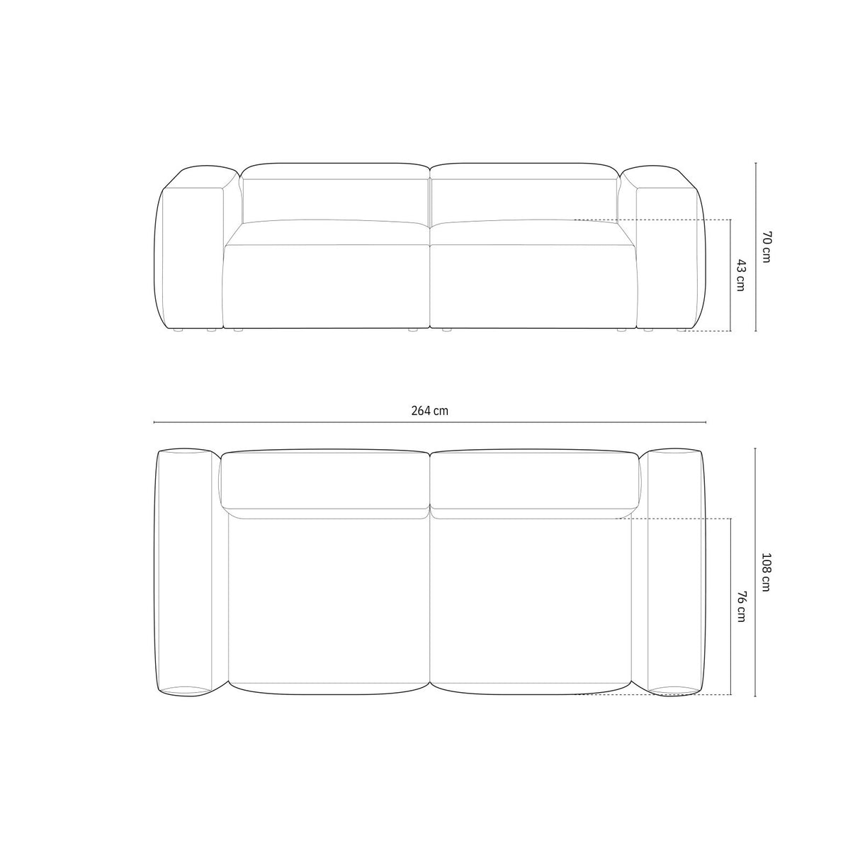 Bergamo 3-Sitzer Sofa aus Cord in Grün (Perla 60), 264x108x70 cm von Cosmopolitan Design – Bild 3