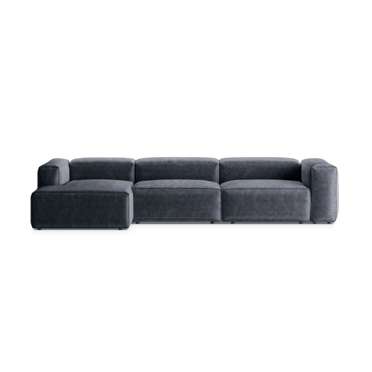 Bergamo 4-Sitzer Ecksofa, Linke Seite, aus Cord in Gedämpftes Blau (Perla 45), 344x152x70 cm von Cosmopolitan Design – Bild 1