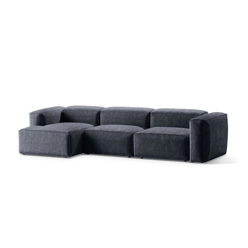 Bergamo 4-Sitzer Ecksofa, Linke Seite, aus Cord in Gedämpftes Blau (Perla 45), 344x152x70 cm von Cosmopolitan Design – Bild 4