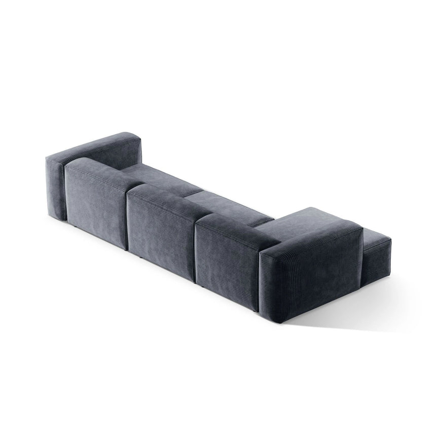 Bergamo 4-Sitzer Ecksofa, Linke Seite, aus Cord in Gedämpftes Blau (Perla 45), 344x152x70 cm von Cosmopolitan Design – Bild 5