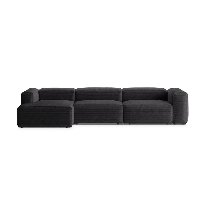 Bergamo 4-Sitzer Ecksofa, Linke Seite, aus Cord in Grau (Perla 35), 344x152x70 cm von Cosmopolitan Design – Bild 1