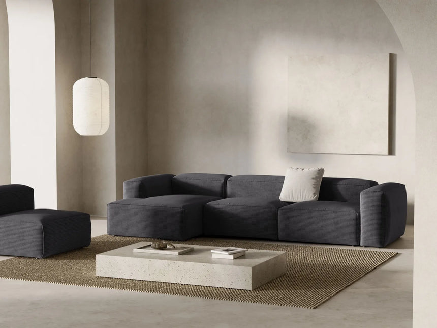 Bergamo 4-Sitzer Ecksofa, Linke Seite, aus Cord in Grau (Perla 35), 344x152x70 cm von Cosmopolitan Design – Bild 2