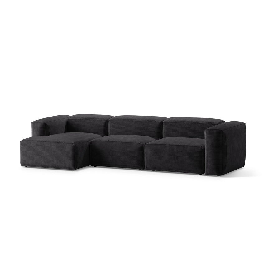 Bergamo 4-Sitzer Ecksofa, Linke Seite, aus Cord in Grau (Perla 35), 344x152x70 cm von Cosmopolitan Design – Bild 4