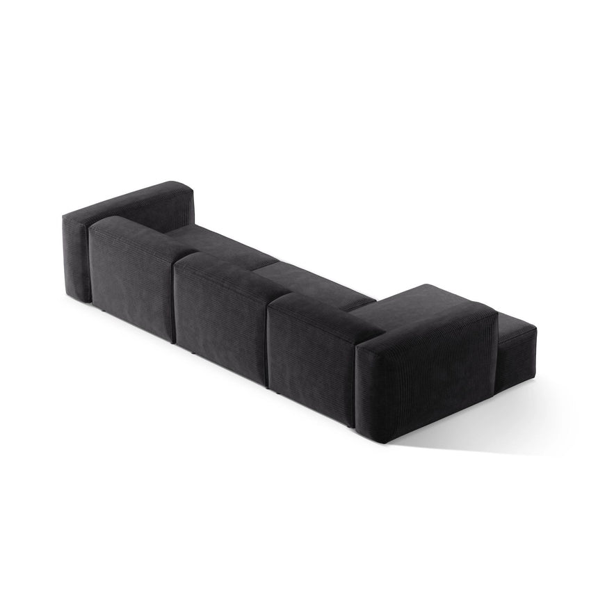 Bergamo 4-Sitzer Ecksofa, Linke Seite, aus Cord in Grau (Perla 35), 344x152x70 cm von Cosmopolitan Design – Bild 5