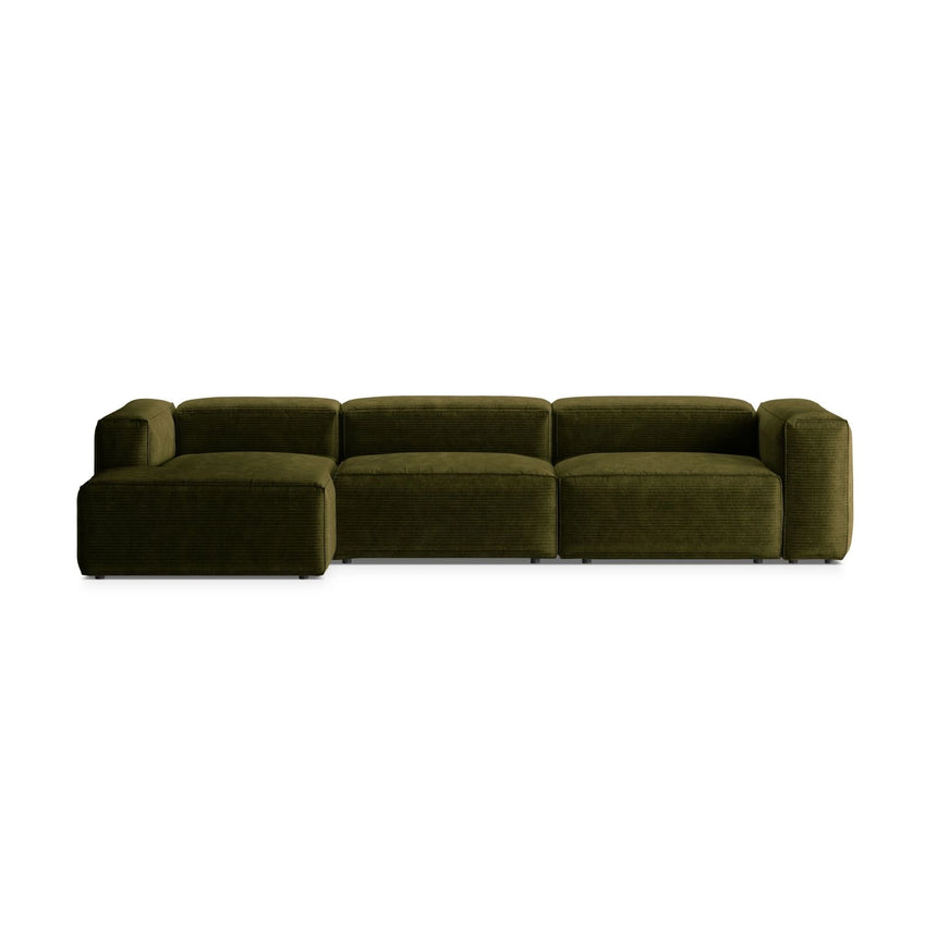 Bergamo 4-Sitzer Ecksofa, Linke Seite, aus Cord in Grün (Perla 60), 344x152x70 cm von Cosmopolitan Design – Bild 1