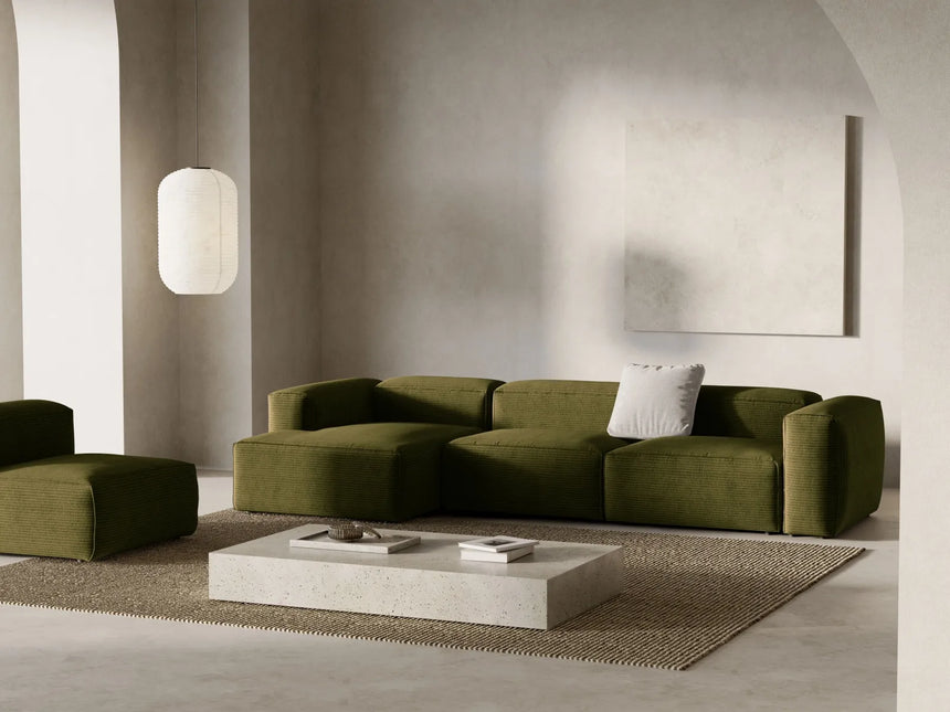 Bergamo 4-Sitzer Ecksofa, Linke Seite, aus Cord in Grün (Perla 60), 344x152x70 cm von Cosmopolitan Design – Bild 2